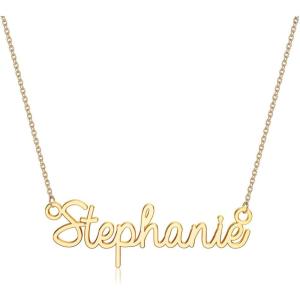 image:imageTurandoss Custom Name Necklace Personalized 14K Gold Plated Name Pendant Necklace Dainty Name Necklace Personalized Jewelry Gifts for WomenStephanie