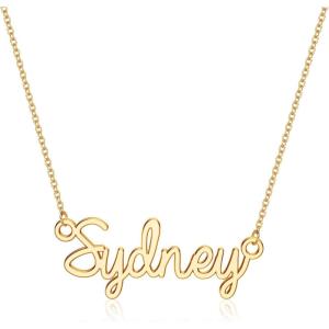 image:imageTurandoss Custom Name Necklace Personalized 14K Gold Plated Name Pendant Necklace Dainty Name Necklace Personalized Jewelry Gifts for WomenSydney