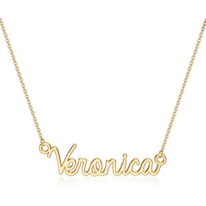 image:imageTurandoss Custom Name Necklace Personalized 14K Gold Plated Name Pendant Necklace Dainty Name Necklace Personalized Jewelry Gifts for WomenVeronica