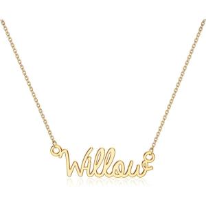 image:imageTurandoss Custom Name Necklace Personalized 14K Gold Plated Name Pendant Necklace Dainty Name Necklace Personalized Jewelry Gifts for WomenWillow