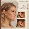 image:imageTurandoss Gold Hoop Earrings for Women 14K Gold Plated Hypoallergenic CZ Earrings Hoop amp Stud Earrings for Women Cartilage Earring Stacks for Multiple PiercingsGold Hoop  Cuff Earring