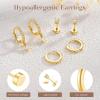 image:imageTurandoss Gold Hoop Earrings for Women Trendy  14K Gold Plated Hypoallergenic CZ Stud Earrings Dainty Dangle Huggie Cubic Zirconia Earring Stacks for Women Hoops Earring Set for Multiple Piercing14K Gold Plated