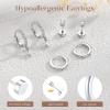 image:imageTurandoss Gold Hoop Earrings for Women Trendy  14K Gold Plated Hypoallergenic CZ Stud Earrings Dainty Dangle Huggie Cubic Zirconia Earring Stacks for Women Hoops Earring Set for Multiple PiercingSilver Plated