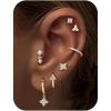 image:imageTurandoss Gold Hoop Earrings for Women 14K Gold Plated Hypoallergenic CZ Earrings Hoop amp Stud Earrings for Women Cartilage Earring Stacks for Multiple PiercingsGold Clover Hoop Earring