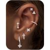 Silver Clover Hoop Earring