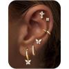 image:imageTurandoss Gold Hoop Earrings for Women 14K Gold Plated Hypoallergenic CZ Earrings Hoop amp Stud Earrings for Women Cartilage Earring Stacks for Multiple PiercingsGold Butterfly Hoop Earring