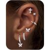 Silver Butterfly Hoop Earring