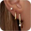 image:imageTurandoss Gold Hoop Earrings for Women Trendy  14K Gold Plated Hypoallergenic CZ Stud Earrings Dainty Dangle Huggie Cubic Zirconia Earring Stacks for Women Hoops Earring Set for Multiple Piercing14K Gold Plated