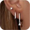 image:imageTurandoss Gold Hoop Earrings for Women Trendy  14K Gold Plated Hypoallergenic CZ Stud Earrings Dainty Dangle Huggie Cubic Zirconia Earring Stacks for Women Hoops Earring Set for Multiple PiercingSilver Plated