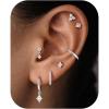 image:imageTurandoss Gold Hoop Earrings for Women Trendy  Dainty 14K Gold Plated Hypoallergenic Dangle Huggie CZ Earring Stacks Personalized Cartilage Hoop Earring Sets for Multiple Piercing Earrings for WomenSilver Plated