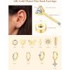 image:imageTurandoss 14 Pairs Hypoallergenic Flat Back Earrings for Women 14K Gold Plated Stud amp Hoop Earrings Dainty Cartilage Earring Stack Set for Multiple Piercing Jewelry14K Gold Plated