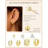 image:imageTurandoss 7 Pairs Gold Hoop Earrings for Women 14K Gold Plated Hypoallergenic Small Huggie Hoops Earrings CZ Stud Earrings Stack Cartilage Piercing Jewelry for Multiple Piercingsgold