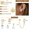 image:imageTurandoss Gold Earring for Women 14K Gold Plated Hypoallergenic Chain Earring Dainty Huggie Flat Back Earrings Earring Stack for Multiple Piercings14K Gold Plated