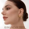 image:imageTurandoss Gold Earring for Women 14K Gold Plated Hypoallergenic Chain Earring Dainty Huggie Flat Back Earrings Earring Stack for Multiple Piercings14K Gold Plated