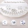 image:imageTurandoss Gold Hoop Earrings for Women Hypoallergenic 14K Gold Plated Stud Hoop Earrings Flat Back Cartilage Cubic Zirconia Earring Stacks for Multiple Piercing Earrings for WomenSilver Plated