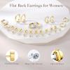image:imageTurandoss Gold Hoop Earrings for Women Hypoallergenic 14K Gold Plated Stud Hoop Earrings Flat Back Cartilage Cubic Zirconia Earring Stacks for Multiple Piercing Earrings for Women14K Gold Plated