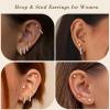 image:imageTurandoss Gold Hoop Earrings for Women Hypoallergenic 14K Gold Plated Stud Hoop Earrings Flat Back Cartilage Cubic Zirconia Earring Stacks for Multiple Piercing Earrings for WomenSilver Plated