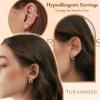 image:imageTurandoss Gold Hoop Earrings for Women Trendy  Dainty 14K Gold Plated Hypoallergenic Huggie Hoop Stud Flat Back Earrings Set for Multiple Piercing Earrings for WomenSilver Plated