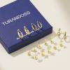image:imageTurandoss Gold Hoop Earrings for Women Trendy  Dainty 14K Gold Plated Hypoallergenic Huggie Hoop Stud Flat Back Earrings Set for Multiple Piercing Earrings for Women14K Gold Plated
