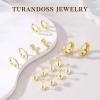 image:imageTurandoss Gold Stud Hoop Earrings for Women Hypoallergenic 14K Gold Plated Small Huggie Hoop Earrings Flat Back Cartilage Earring Stacks Set for Multiple Piercing Gold Earrings for Women14K Gold Plated