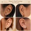 image:imageTurandoss Gold Stud Hoop Earrings for Women Hypoallergenic 14K Gold Plated Small Huggie Hoop Earrings Flat Back Cartilage Earring Stacks Set for Multiple Piercing Gold Earrings for WomenSilver Plated