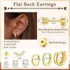 image:imageTurandoss Gold Stud Hoop Earrings for Women Hypoallergenic 14K Gold Plated Small Huggie Hoop Earrings Flat Back Cartilage Earring Stacks Set for Multiple Piercing Gold Earrings for Women14K Gold Plated