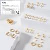 image:imageTurandoss Huggie Hoop Earrings Sets for Women 14K Gold Plated Small Stud Earring Hypoallergenic Cartilage Huggie Hoop Stud Flat Back Gold Earrings Stacks for Multiple Piercings Jewelry Gifts14K Gold Plated