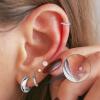 image:imageTurandoss Huggie Hoop Earrings Sets for Women 14K Gold Plated Small Stud Earring Hypoallergenic Cartilage Huggie Hoop Stud Flat Back Gold Earrings Stacks for Multiple Piercings Jewelry GiftsSilver Plated