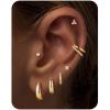 image:imageTurandoss 7 Pairs Gold Hoop Earrings for Women 14K Gold Plated Hypoallergenic Small Huggie Hoops Earrings CZ Stud Earrings Stack Cartilage Piercing Jewelry for Multiple Piercingsgold