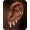 image:imageTurandoss 7 Pairs Gold Hoop Earrings for Women 14K Gold Plated Hypoallergenic Small Huggie Hoops Earrings CZ Stud Earrings Stack Cartilage Piercing Jewelry for Multiple Piercingssliver