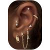 image:imageTurandoss Gold Earring for Women 14K Gold Plated Hypoallergenic Chain Earring Dainty Huggie Flat Back Earrings Earring Stack for Multiple Piercings14K Gold Plated
