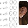 image:imageTurandoss Gold Hoop Earrings for Women Hypoallergenic 14K Gold Plated Stud Hoop Earrings Flat Back Cartilage Cubic Zirconia Earring Stacks for Multiple Piercing Earrings for WomenSilver Plated