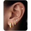 image:imageTurandoss Gold Stud Hoop Earrings for Women Hypoallergenic 14K Gold Plated Small Huggie Hoop Earrings Flat Back Cartilage Earring Stacks Set for Multiple Piercing Gold Earrings for Women14K Gold Plated