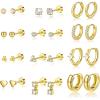 image:imageTurandoss Huggie Hoop Earrings Sets for Women 14K Gold Plated Small Stud Earring Hypoallergenic Cartilage Huggie Hoop Stud Flat Back Gold Earrings Stacks for Multiple Piercings Jewelry Gifts14K Gold Plated