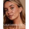 image:imageTurandoss 6 Pairs Gold Earrings for Women 14K Gold Plated Hypoallergenic Hoop Cartilage Earrings Chain Earrings Dainty Stud amp Hoop Earrings Set for Multiple Piercings14K Gold Plated