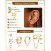 image:imageTurandoss 6 Pairs Gold Earrings for Women 14K Gold Plated Hypoallergenic Hoop Cartilage Earrings Chain Earrings Dainty Stud amp Hoop Earrings Set for Multiple Piercings14K Gold Plated