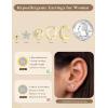 image:imageTurandoss Gold Hoop Earrings for Women  Dainty Hypoallergenic 14K Gold Plated Cartilage Earrings Stack Small Hoop Stud Earrings Set for Multiple Piercing CZ Gold Earrings for Women Trendy14K Gold Plated