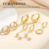 image:imageTurandoss Gold Hoop Earrings for Women Hypoallergenic 14K Gold Huggie Stud Earrings Cartilage Earrings for Multiple Piercing Hoop Earrings for Women14K Gold Plated