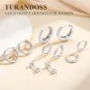 image:imageTurandoss Gold Hoop Earrings for Women Hypoallergenic 14K Gold Huggie Stud Earrings Cartilage Earrings for Multiple Piercing Hoop Earrings for WomenSilver Plated