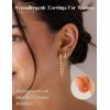 image:imageTurandoss Gold Hoop Earrings for Women Small Hoop Chain Dangle CZ Stud Earrings Minimalist Gold Earrings for Multiple Piercings Lightweight Everyday Jewelry for Women14K Gold Plated