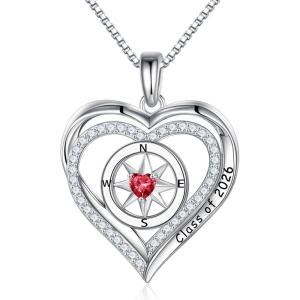 image:imageTurandoss Compass Graduation Gifts for Women Her 2026 S925 Sterling Silver Birthstone Necklace Engraved Class of 2026 Inspirational Graduation Necklaces High School College Gifts for Women Her07Jul Ruby