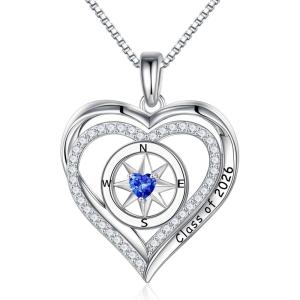 image:imageTurandoss Compass Graduation Gifts for Women Her 2026 S925 Sterling Silver Birthstone Necklace Engraved Class of 2026 Inspirational Graduation Necklaces High School College Gifts for Women Her09SepSapphire