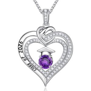 image:imageTurandoss Graduation Gifts for Her 2026 S925 Sterling Silver Birthstone Necklace Engraved Class of 2026 Inspirational Necklaces High School College Graduation Gifts for Women02FebAmethyst