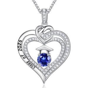 image:imageTurandoss Graduation Gifts for Her 2026 S925 Sterling Silver Birthstone Necklace Engraved Class of 2026 Inspirational Necklaces High School College Graduation Gifts for Women09SepSapphire