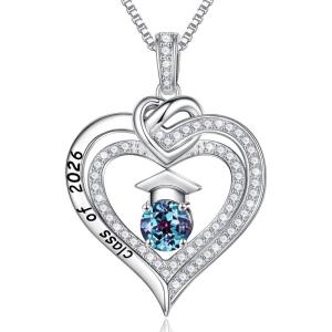 image:imageTurandoss Graduation Gifts for Her 2026 S925 Sterling Silver Birthstone Necklace Engraved Class of 2026 Inspirational Necklaces High School College Graduation Gifts for Women06Jun Alexandrite