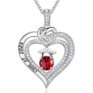 image:imageTurandoss Graduation Gifts for Her 2026 S925 Sterling Silver Birthstone Necklace Engraved Class of 2026 Inspirational Necklaces High School College Graduation Gifts for Women01JanGarnet