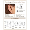 image:imageTurandoss 8 Pairs Hypoallergenic Earrings Jackets for Women 14K Gold Plated Flat Back Earrings Dainty Stud Hoop Cartilage Earrings Multiple Piercing Earring Stacks Earrings for Women Jewelry GiftsSilver