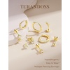 image:imageTurandoss 8 Pairs Hypoallergenic Earrings Jackets for Women 14K Gold Plated Flat Back Earrings Dainty Stud Hoop Cartilage Earrings Multiple Piercing Earring Stacks Earrings for Women Jewelry Gifts14K Gold Plated