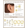 image:imageTurandoss 8 Pairs Hypoallergenic Earrings Jackets for Women 14K Gold Plated Flat Back Earrings Dainty Stud Hoop Cartilage Earrings Multiple Piercing Earring Stacks Earrings for Women Jewelry Gifts14K Gold Plated