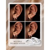 image:imageTurandoss 8 Pairs Hypoallergenic Earrings Jackets for Women 14K Gold Plated Flat Back Earrings Dainty Stud Hoop Cartilage Earrings Multiple Piercing Earring Stacks Earrings for Women Jewelry GiftsSilver